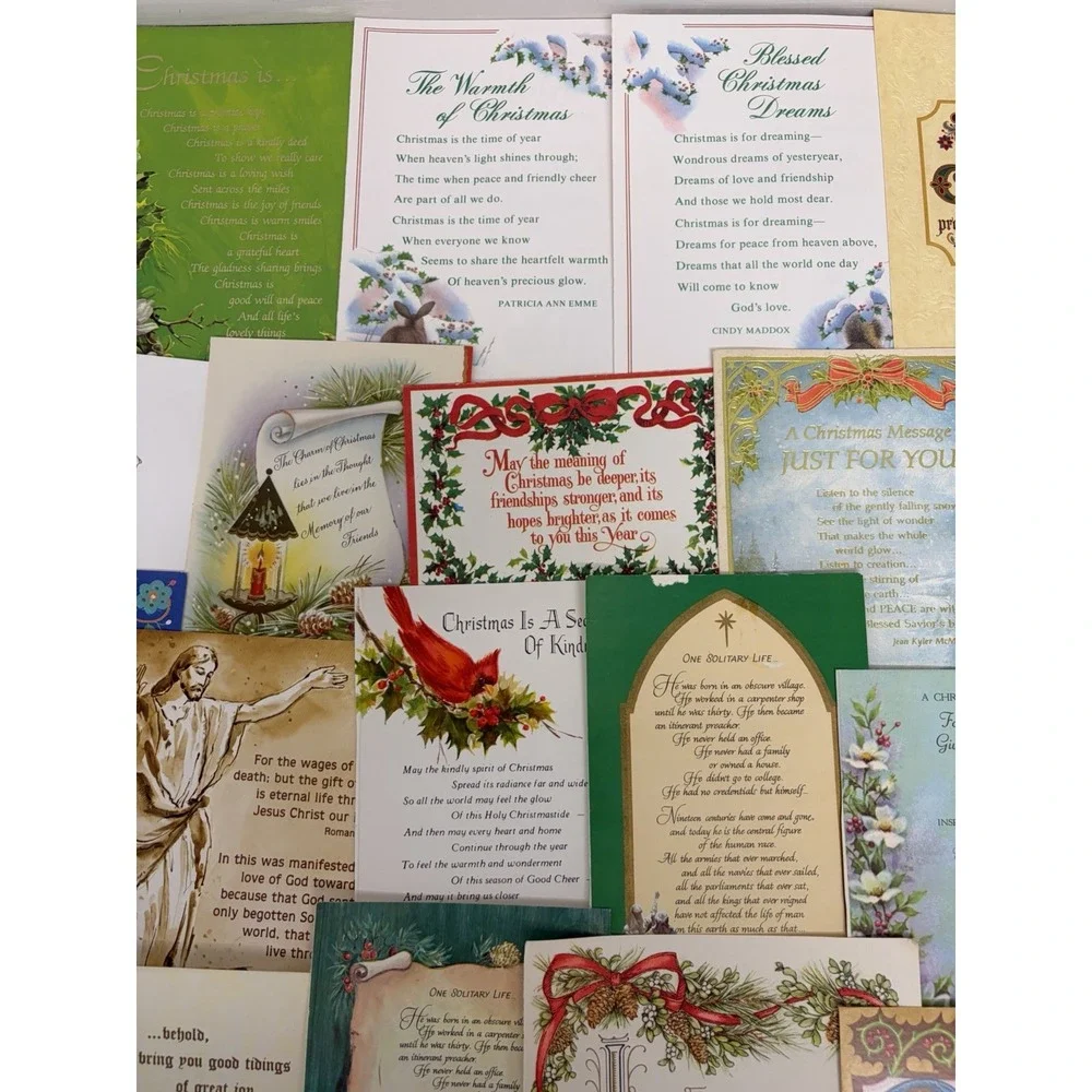 Vintage Christmas Cards Fronts ONLY Bible  Verses More Scrapbooking Crafts 50+